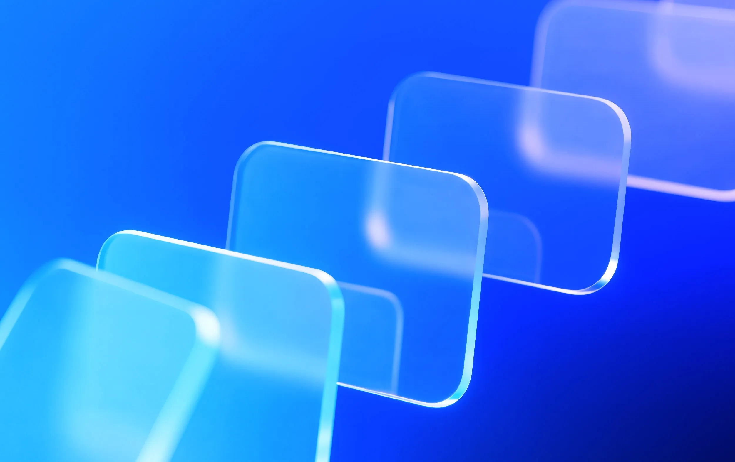 Abstract blue thumbnail with connected translucent shapes, representing transformation collaboration across strategy, enterprise architecture, and delivery.